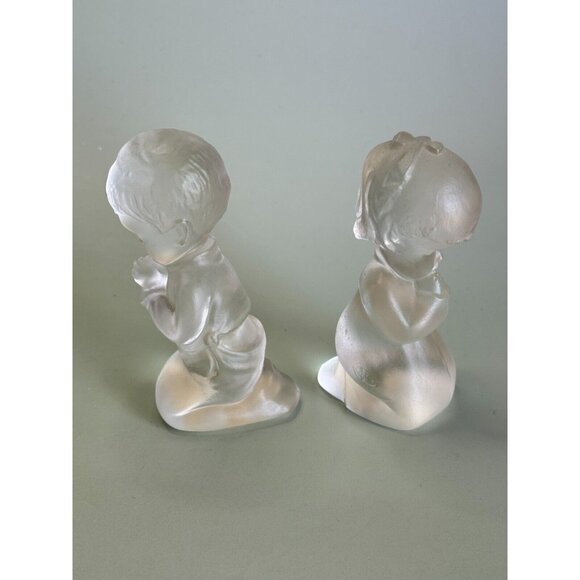 Vintage Fenton Praying Girl and Boy Crystal Glass Figurines 4" - Picture 9 of 11